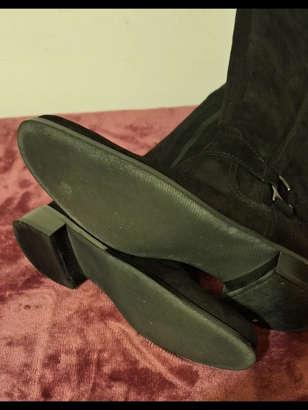 Vaneli Black Over-the-Knee Suede Boots with Side Zipper